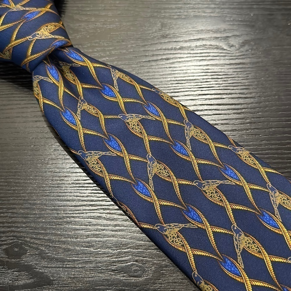 Lanvin Paris Bird Motif Silk Tie